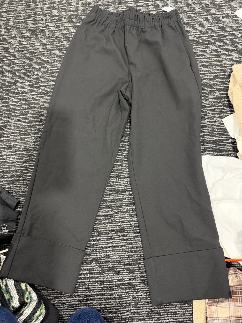 Zara Women's Black Elastic-Waist Straight-Leg Pants